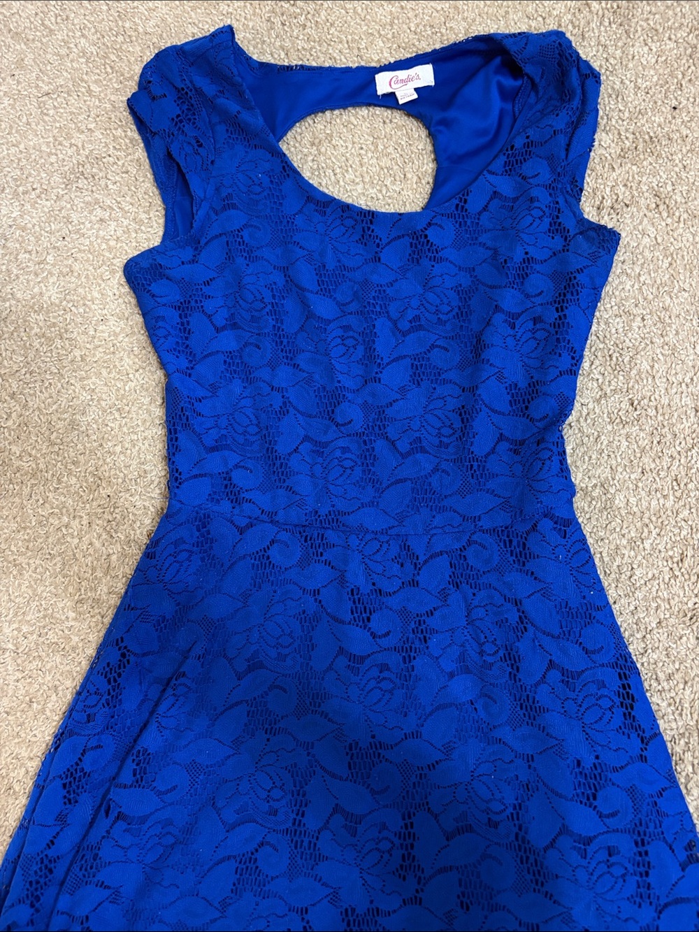 Candie's Royal Blue One-Shoulder Lace Dress